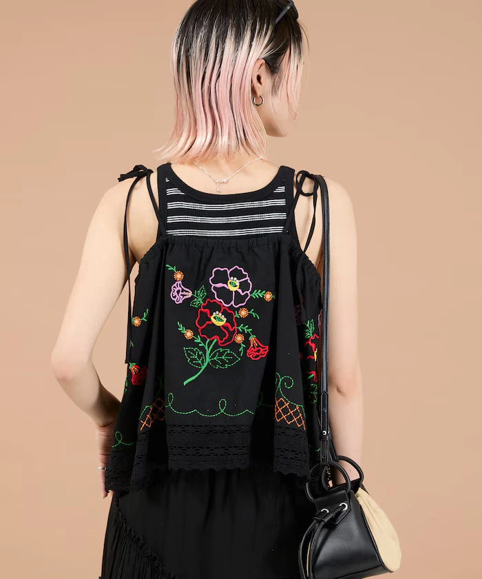 India Shoulder Ribbon Embroidered Remake Style Camisole