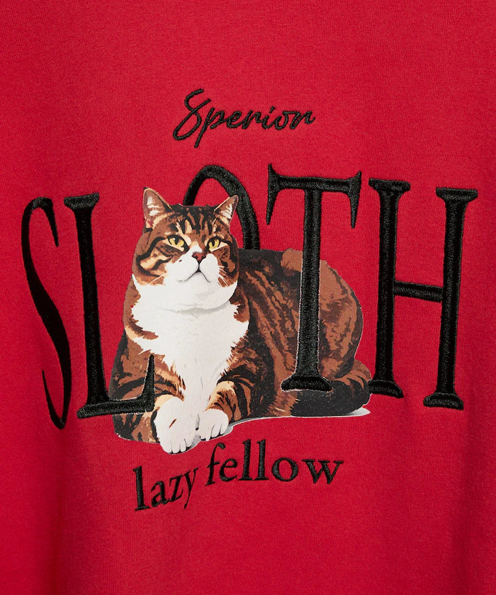SLOTH Cat Fleece Lined Sweatshirt Limited Edition