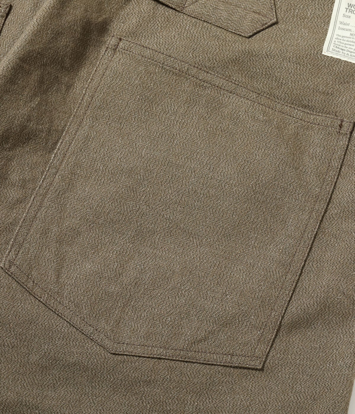 TROUSERS, WORKING, BROWN DENIM