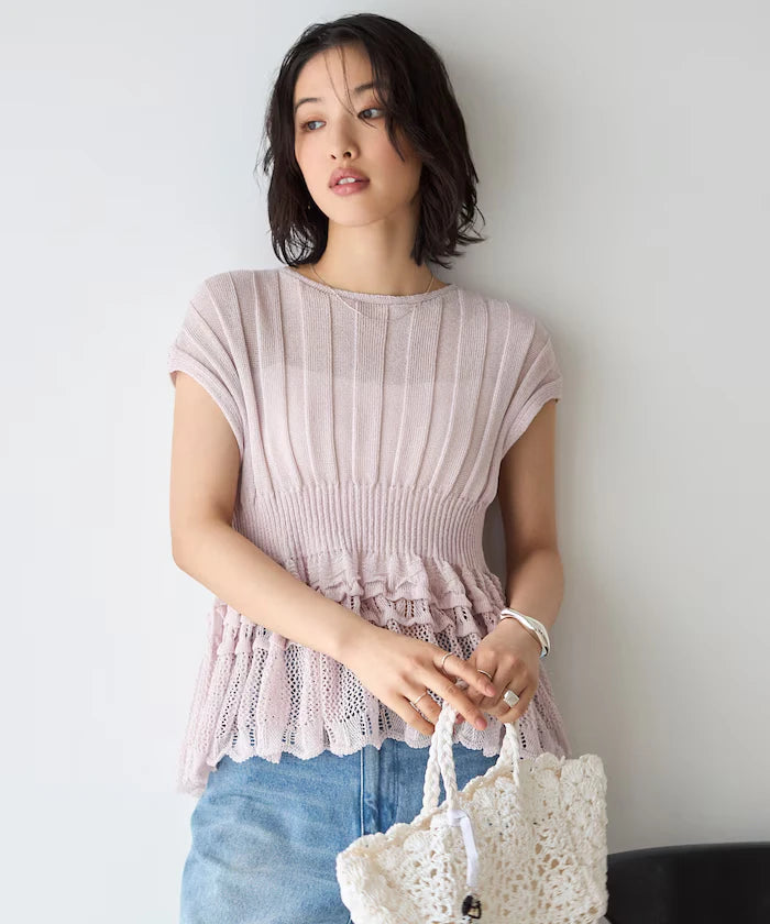 Japan Made Whole Garment Peplum Top