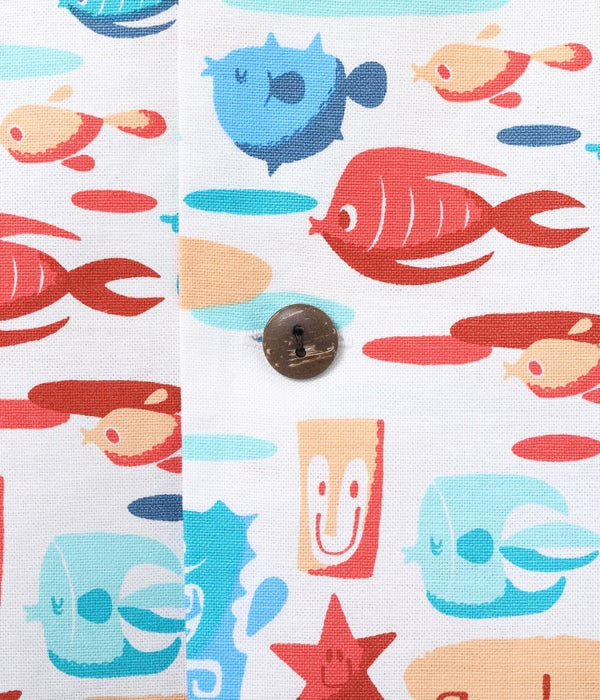 COTTON OXFORD OPEN SHIRT “UNDER THE SEA” by MOOKIE