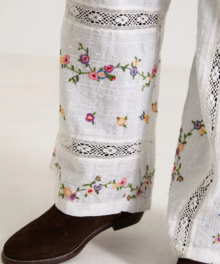 Dobby Floral Embroidery x Lace Pants