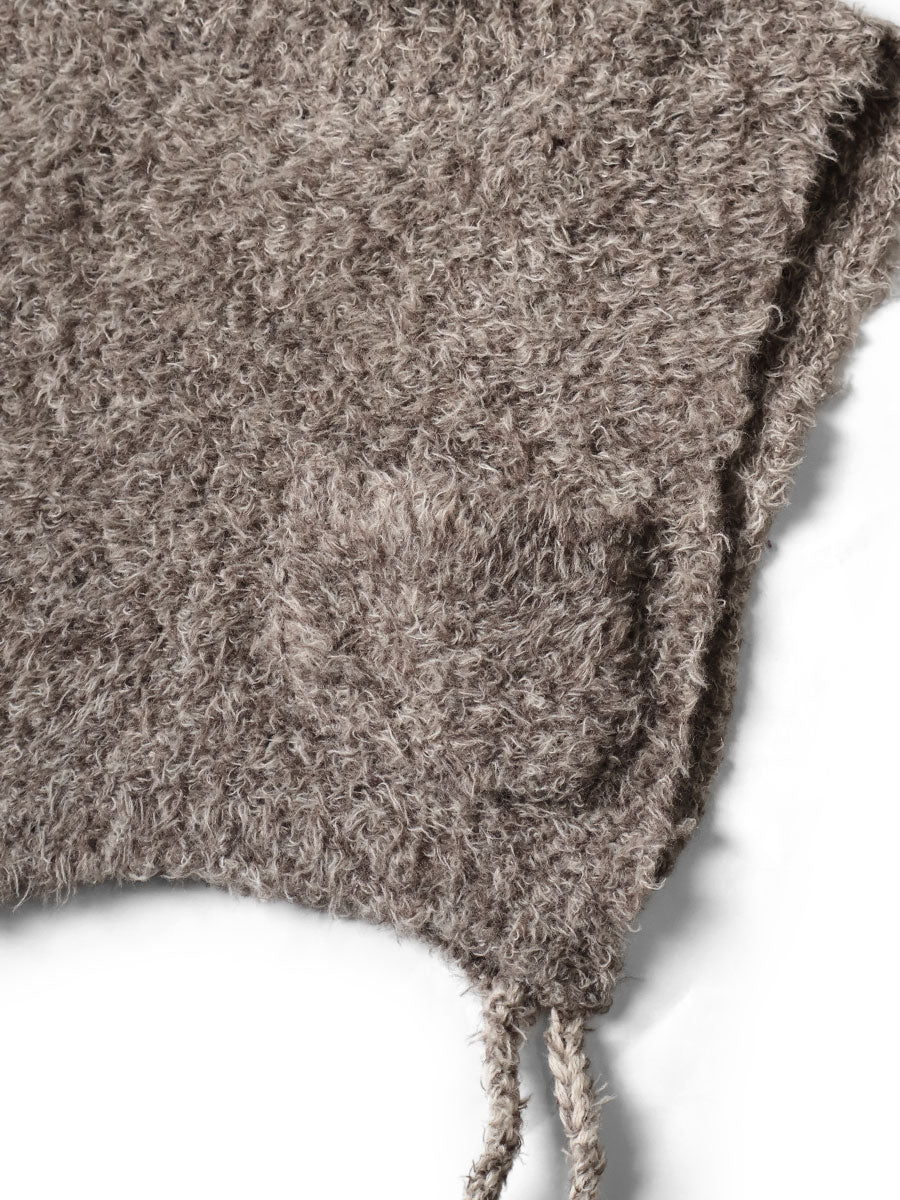 3G Shaggy Knit High Neck Bib Poncho