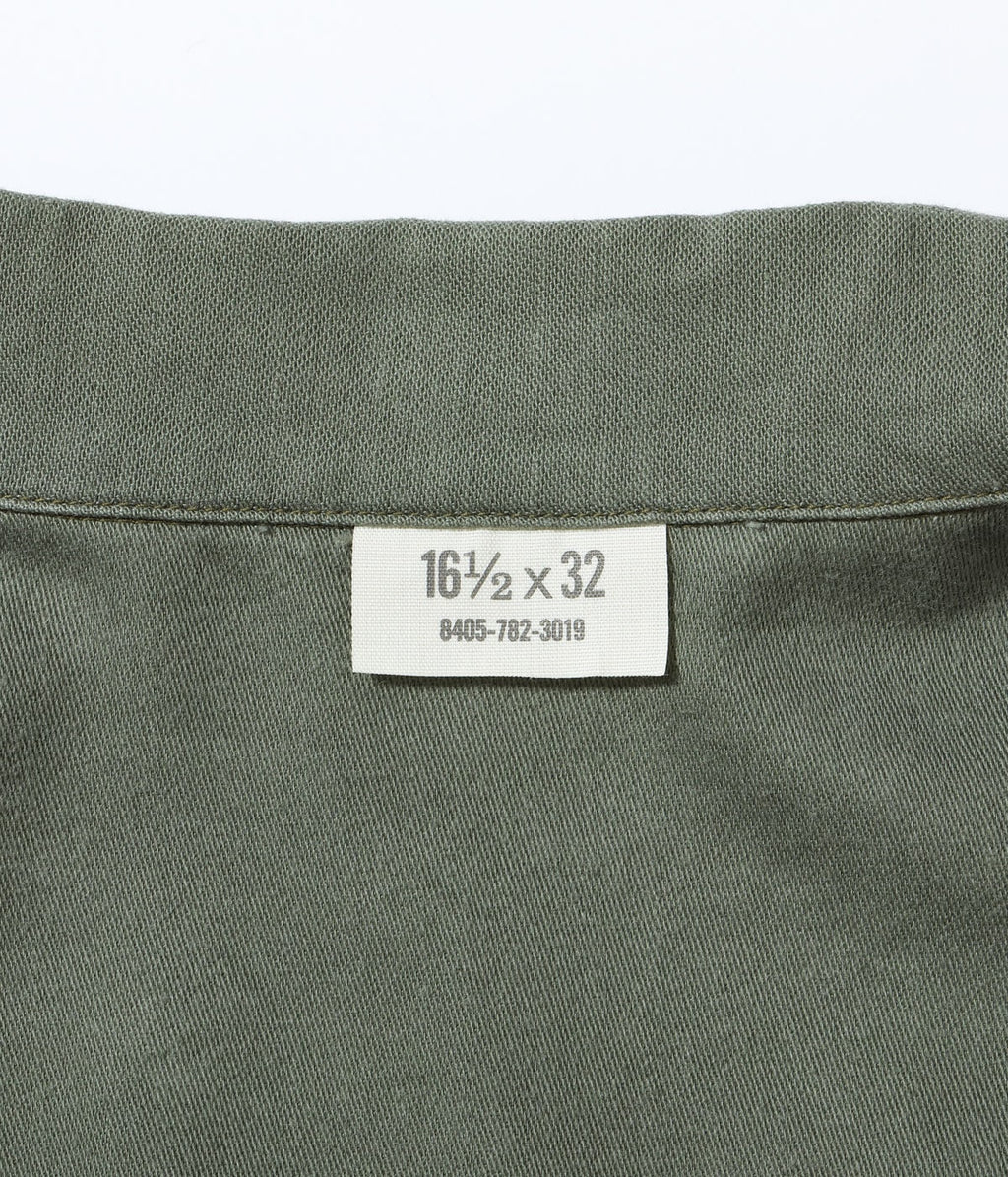 Shirt Man's Cotton Sateen Olive Green Shade107 "Demilitarized Zone"