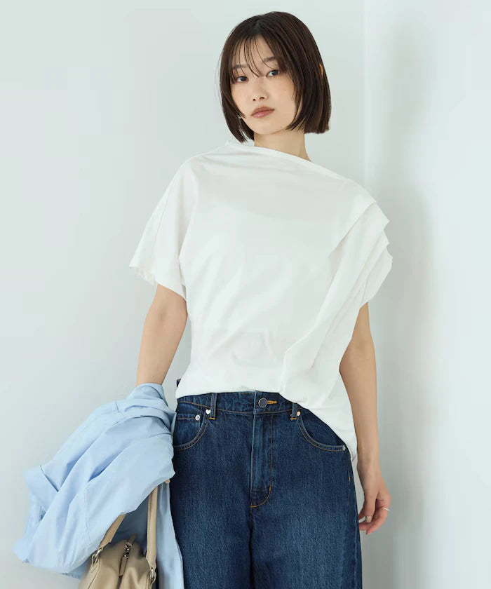 Organic Cotton Asymmetrical Draped Top