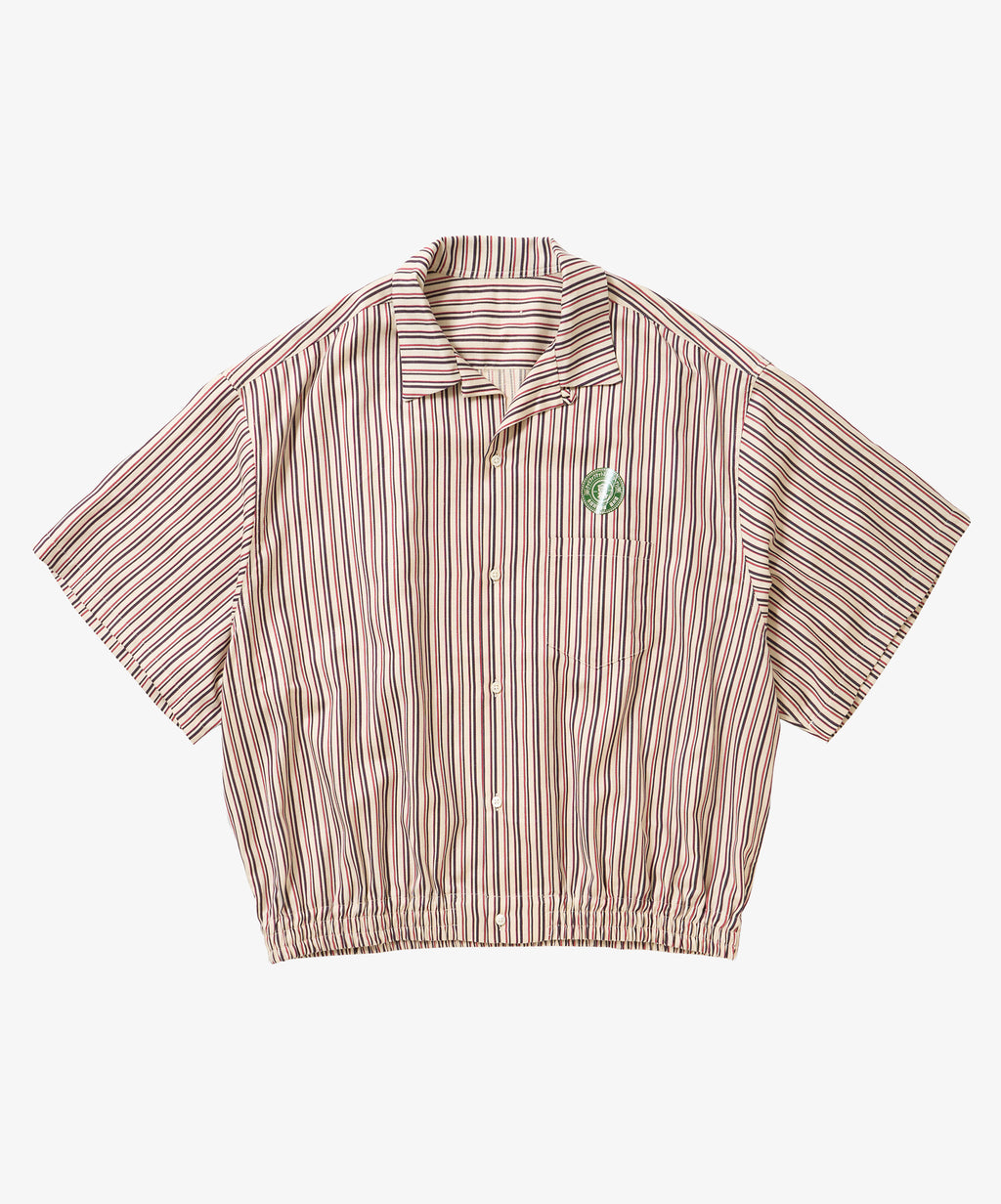 banshu ori ribbed shirts red black stripe short sleeve