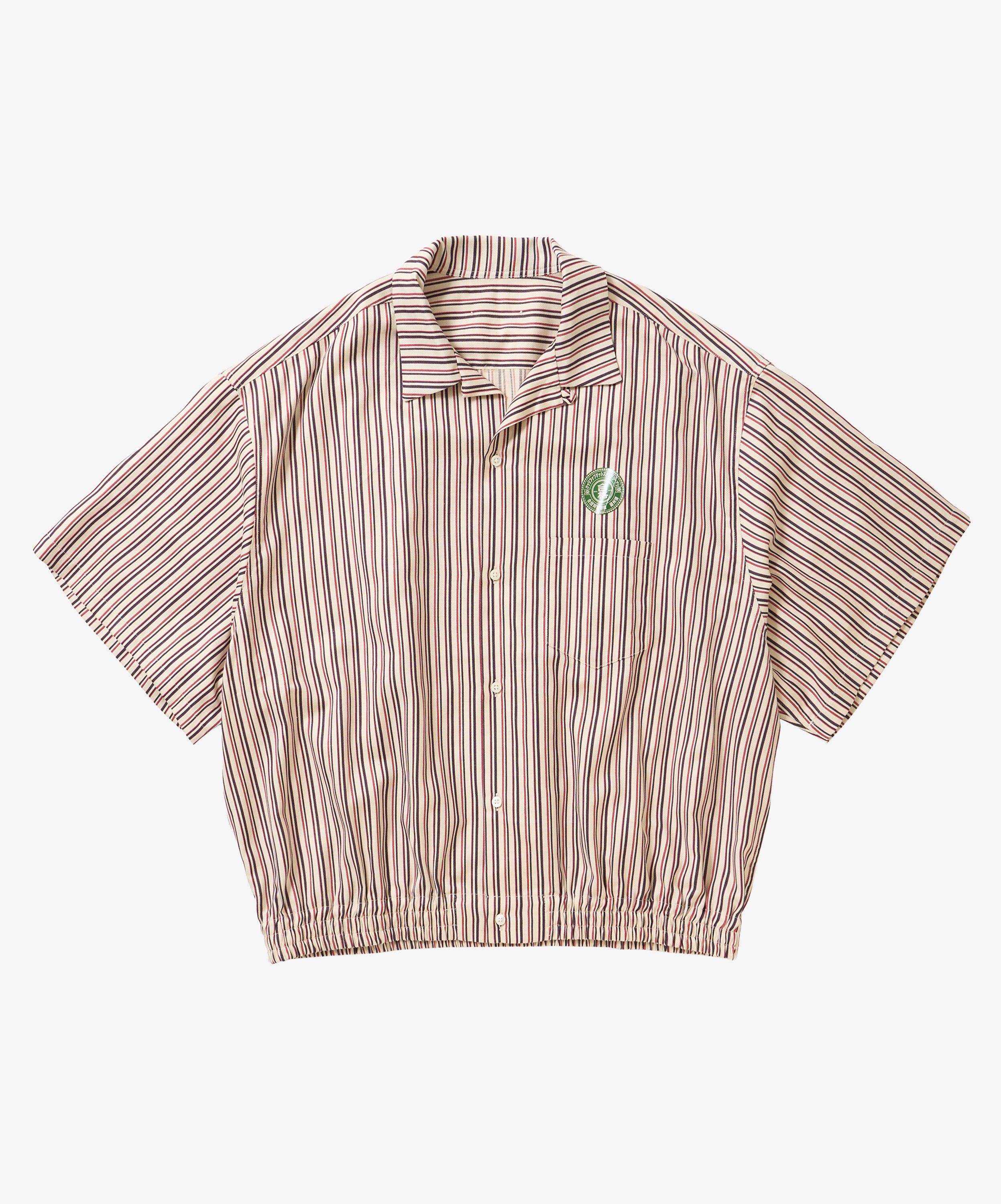 banshu ori ribbed shirts red black stripe short sleeve