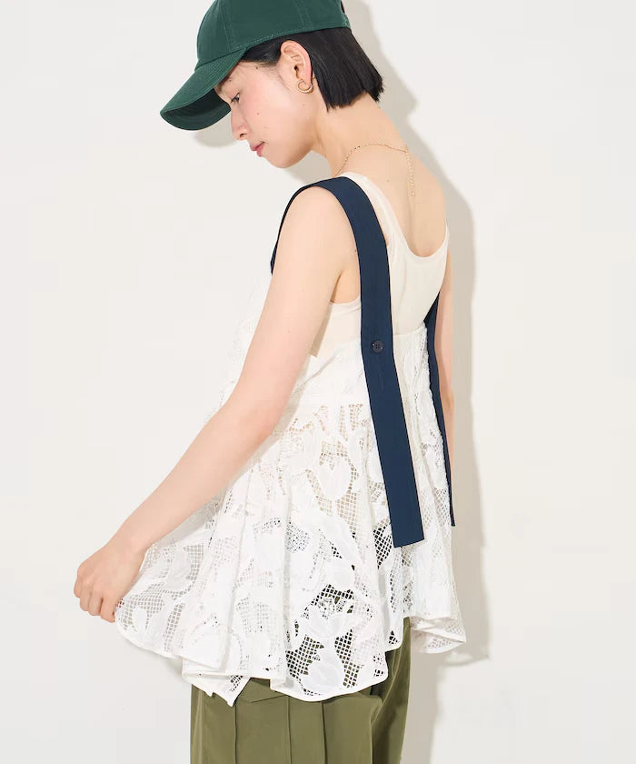 Flower Motif Batten Lace Iris Hem Camisole Top 【Limited Edition】