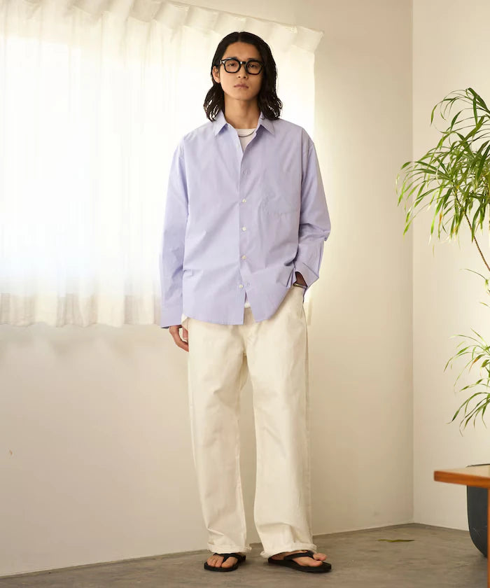 Nuance Color Oversized Regular Collar Long Sleeve Shirt
