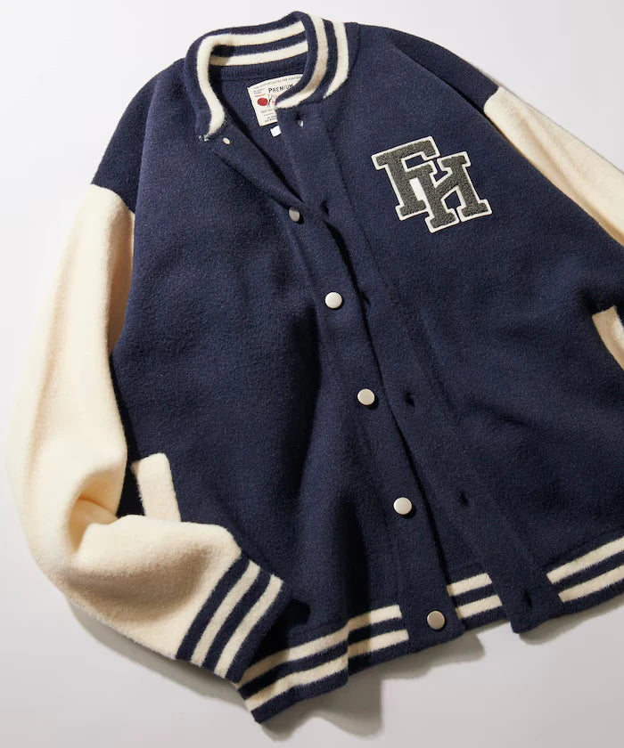 Relaxed Fit Logo Knit Varsity Jacket