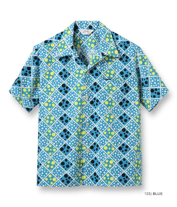DOBBY COTTON OPEN SHIRT “SQUARE & DOT”