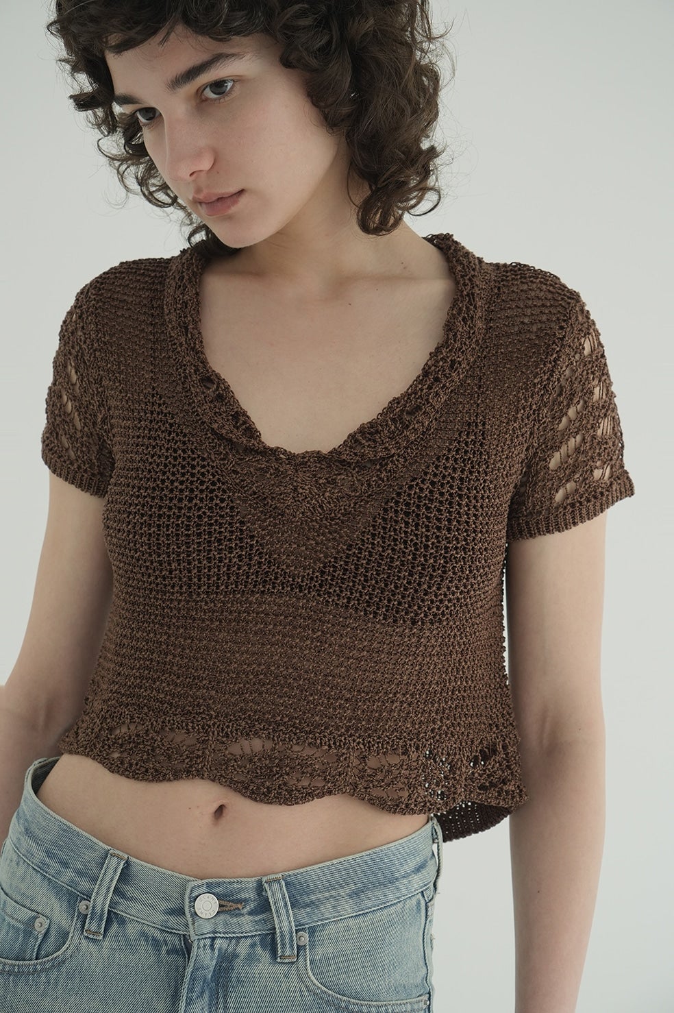 CROPPED CROCHET KNIT TOPS