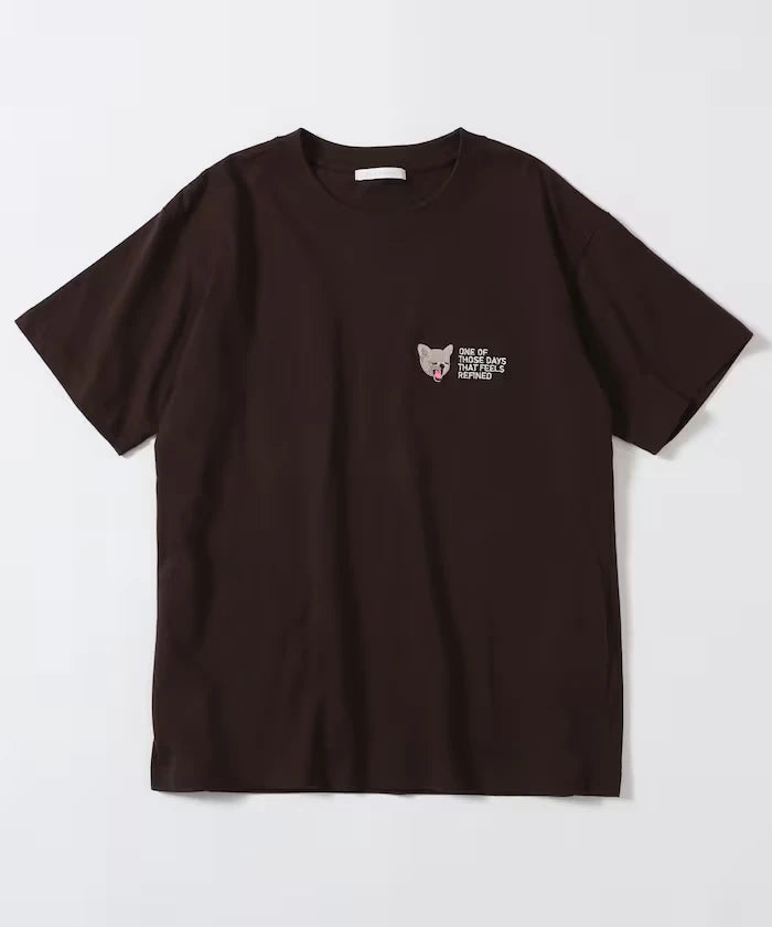 Organic Cotton One Point Animal Embroidery T-Shirt
