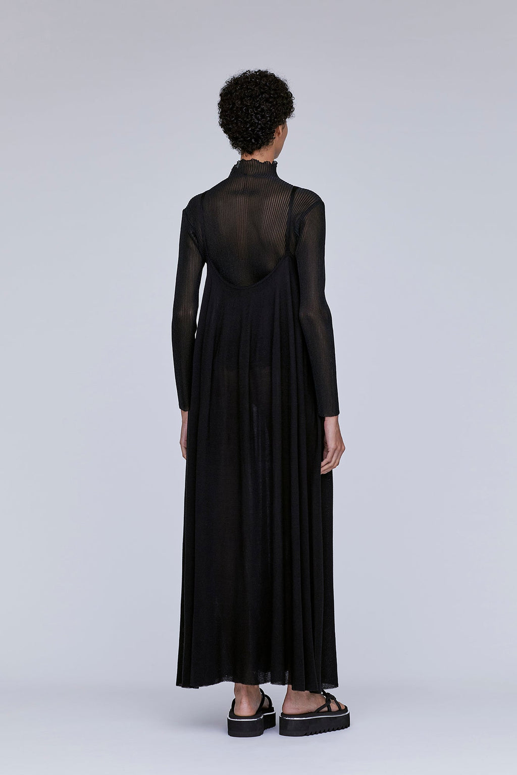 SILK RIVULET STRAP BUST FLARE DRESS