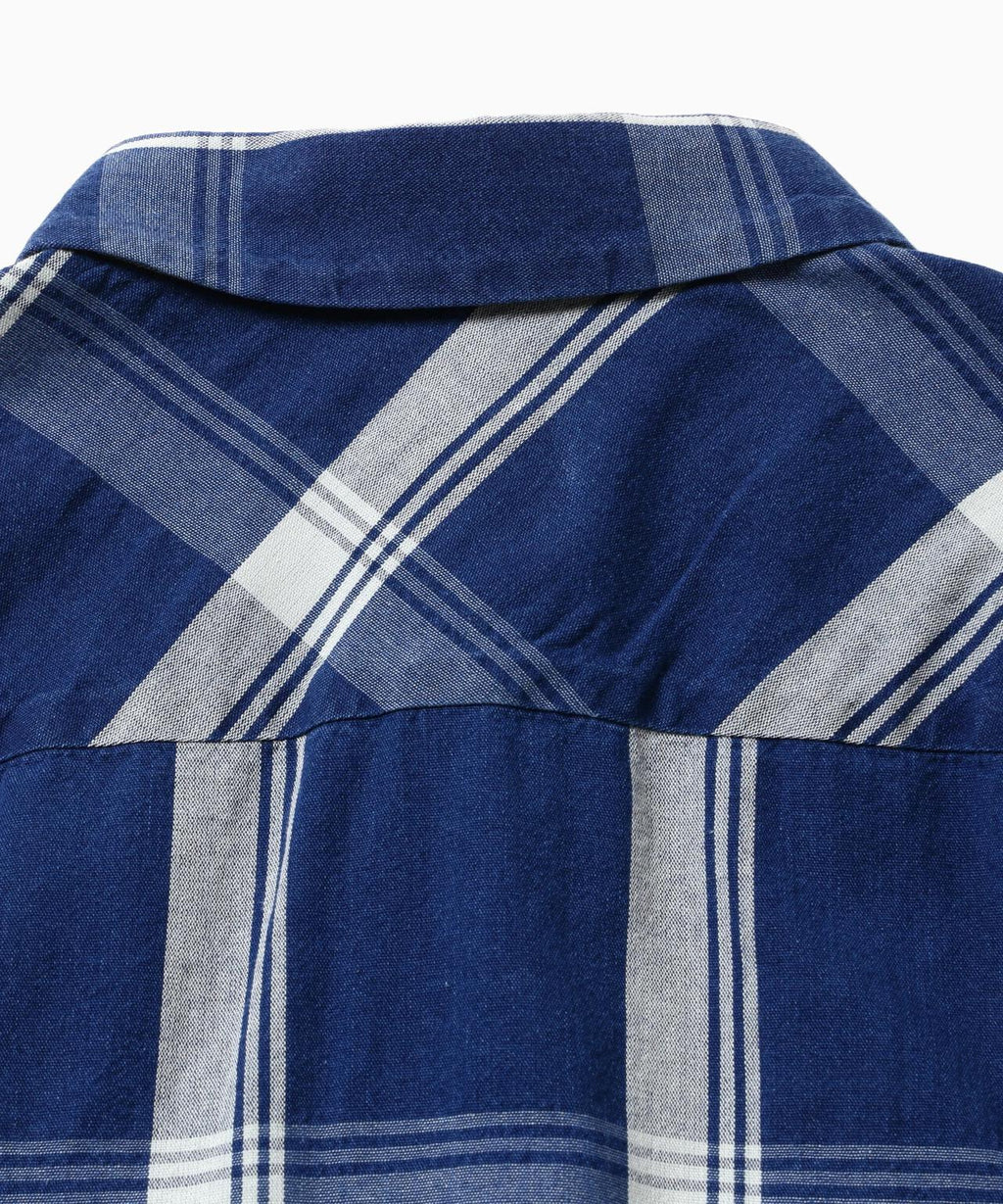 indigo check SS shirt (M)