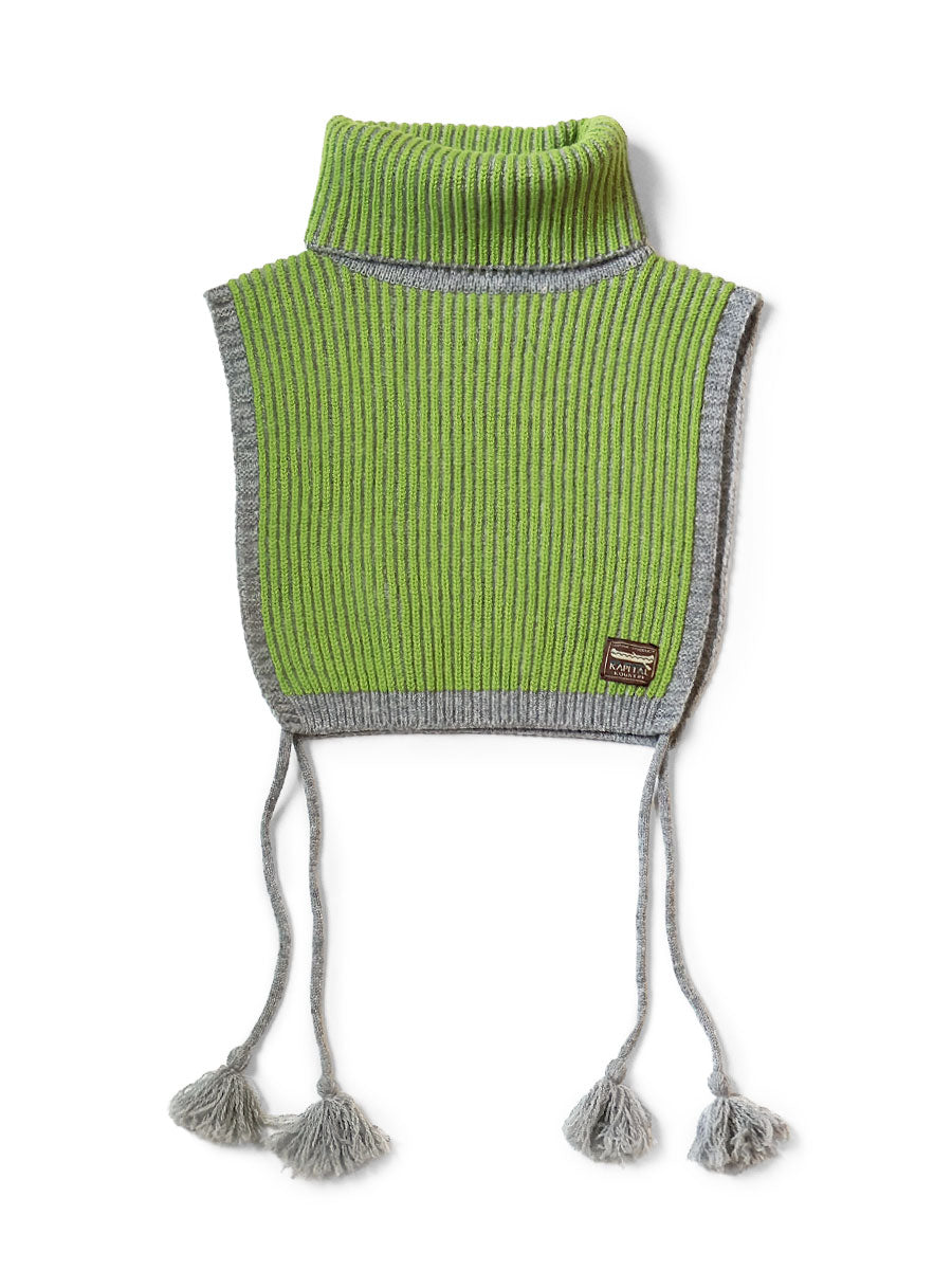 5G Wool High Neck Stripe Bib Poncho
