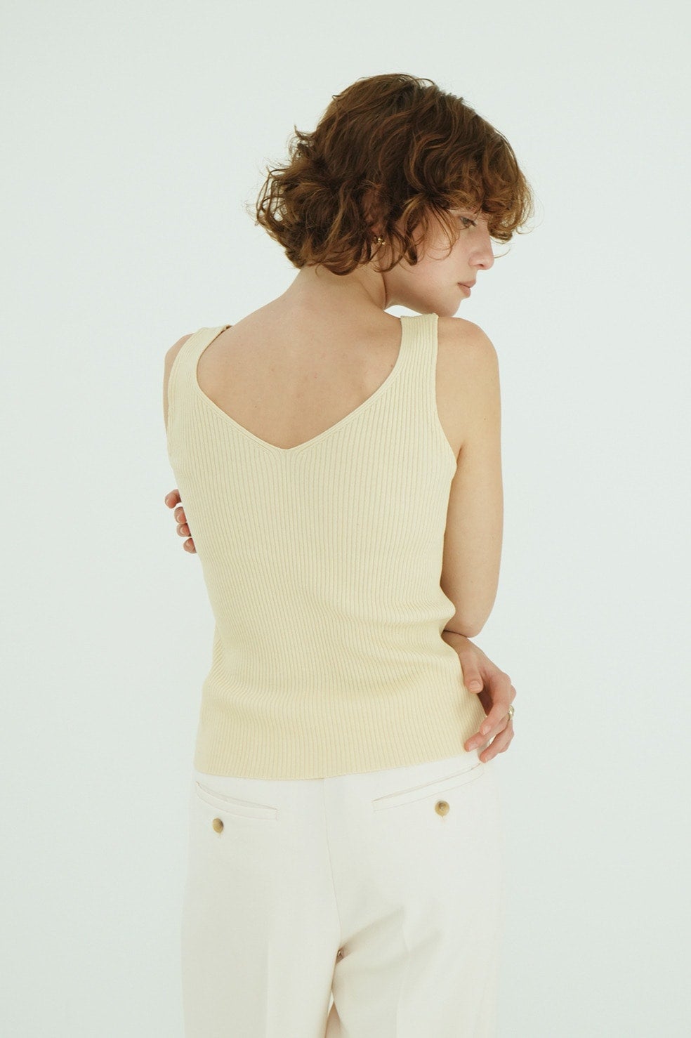 FLOWER MOTIF CAMI KNIT TOPS