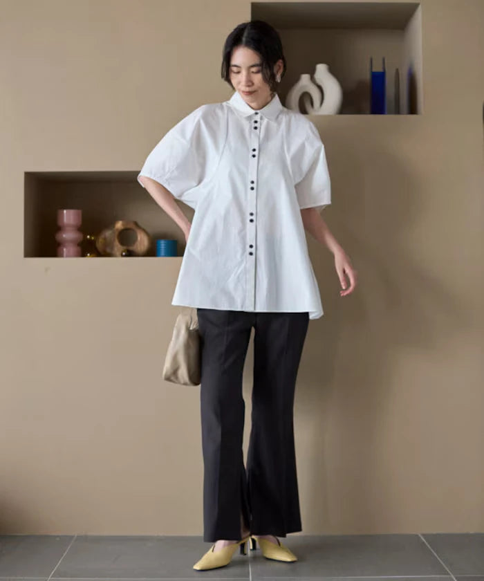 Switching Design Balloon Sleeve Shirt / 5-Minute Sleeve Blouse [Limited Edition]