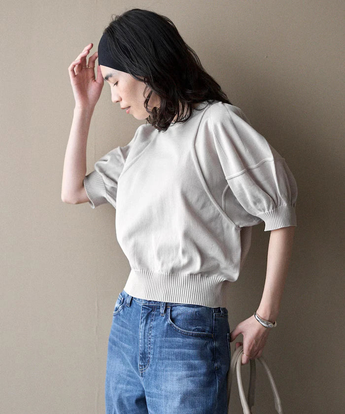 Japan Made Whole Garment Puff Sleeve Top
