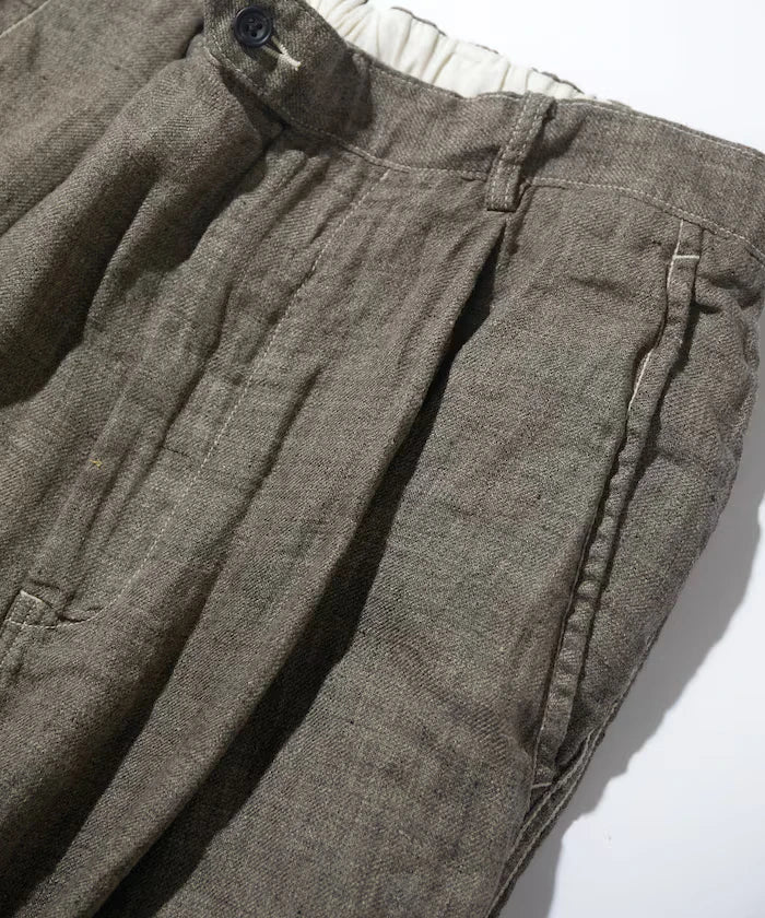 French Linen Tweed 1 Tuck Trousers