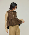 Leather Peplum Gathered Vest