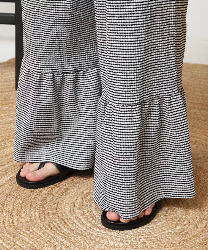 Wide Silhouette Tiered Check Easy Pants [Limited Edition]