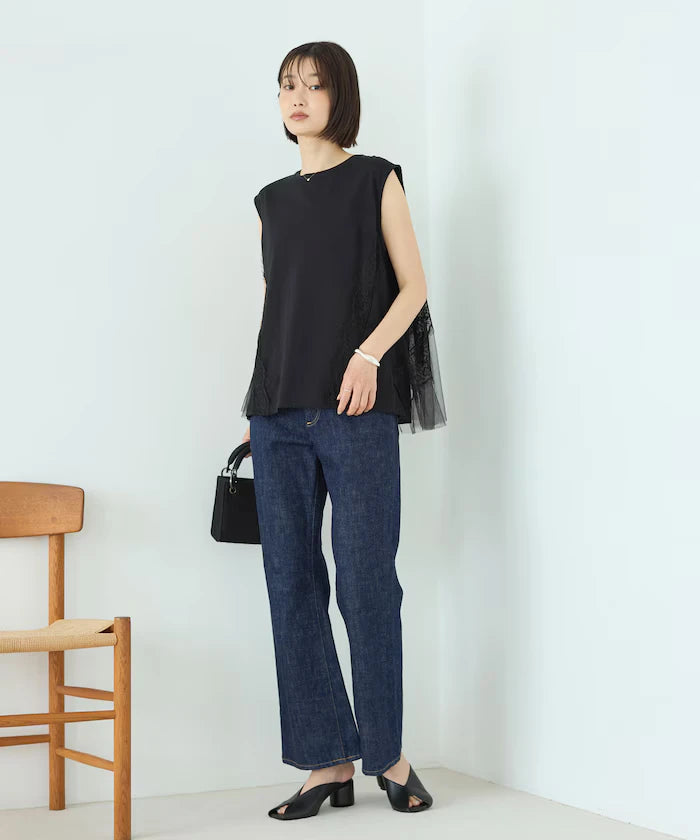 Organic Cotton Tulle Lace Docking Top