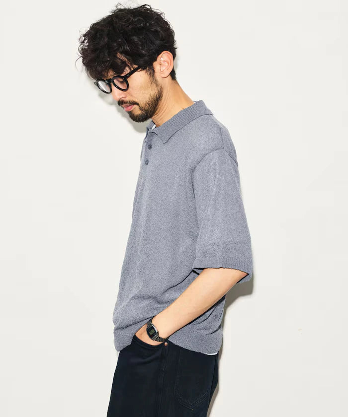 Dry Touch Boucle Yarn Knit Polo Shirt