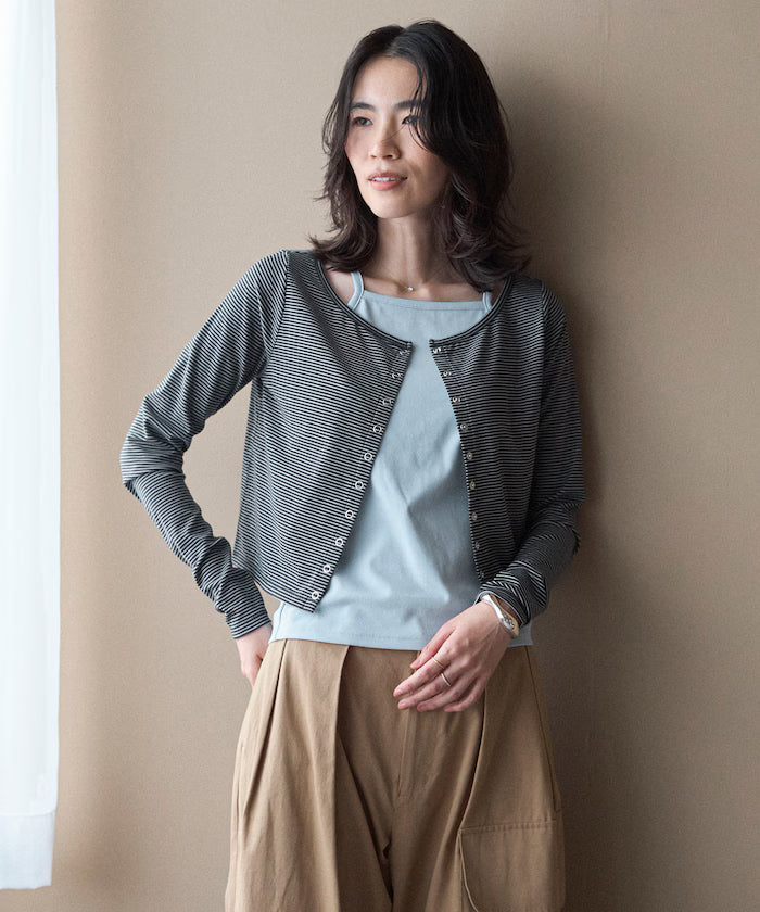 [February 12, 12:00 Release] Layered Set Top / Striped Cardigan & Camisole