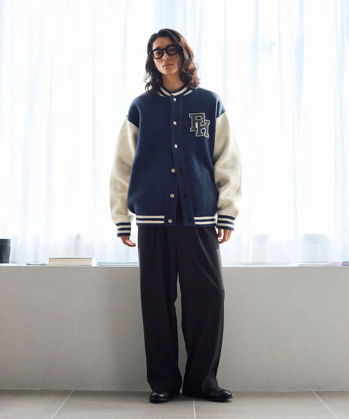 Relaxed Fit Logo Knit Varsity Jacket