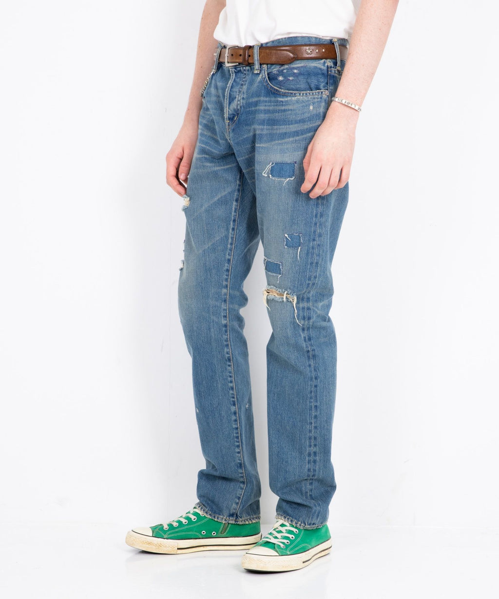 Square Window Remake Slim Straight Denim Pants