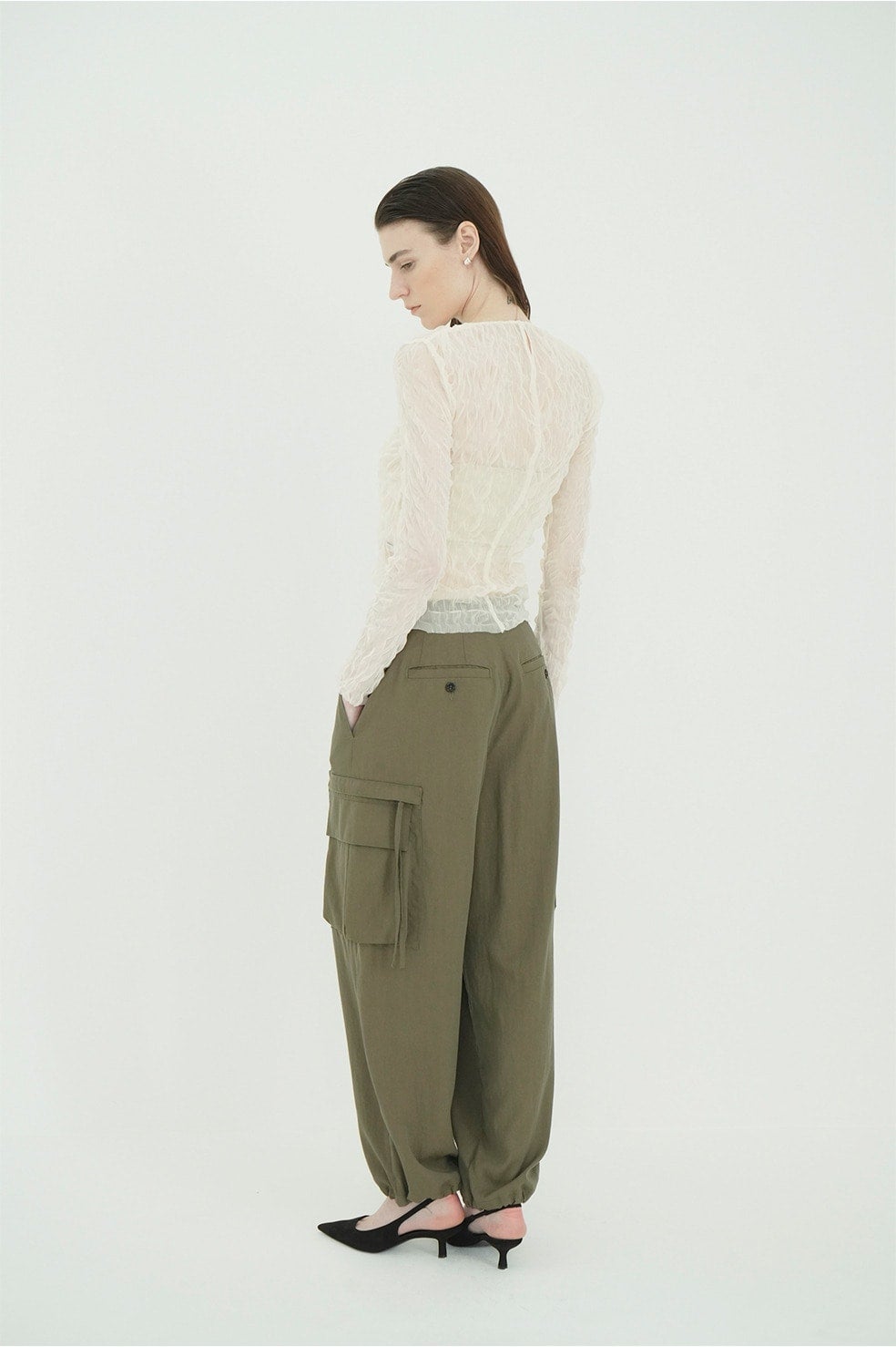 CRINKLED PLEAT SHEER TULLE TOPS