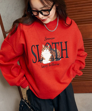 SLOTH Cat Fleece Lined Sweatshirt Limited Edition