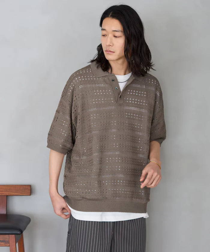 Big Silhouette Short Sleeve Knit Polo Shirt
