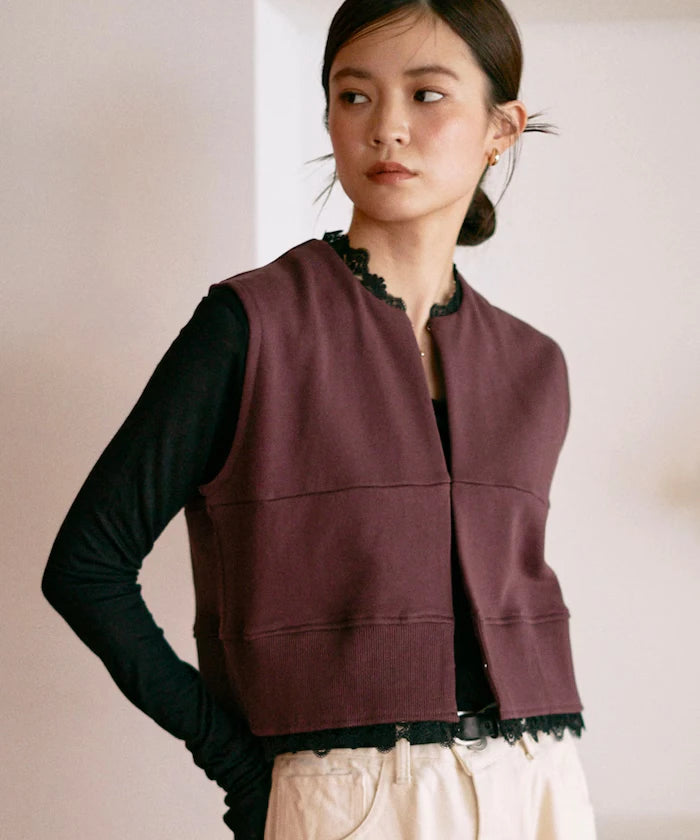 Organic Cotton Lace Sweat Vest / Lined Sweat