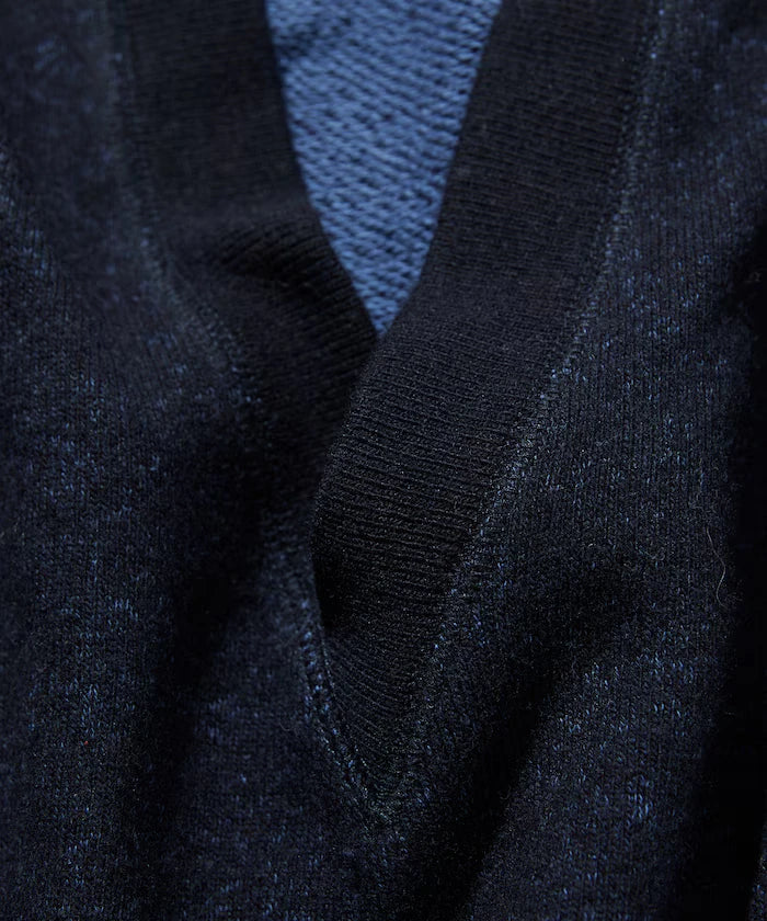 Merino Wool＋Cotton Loop Back V-neck Sweatshirt