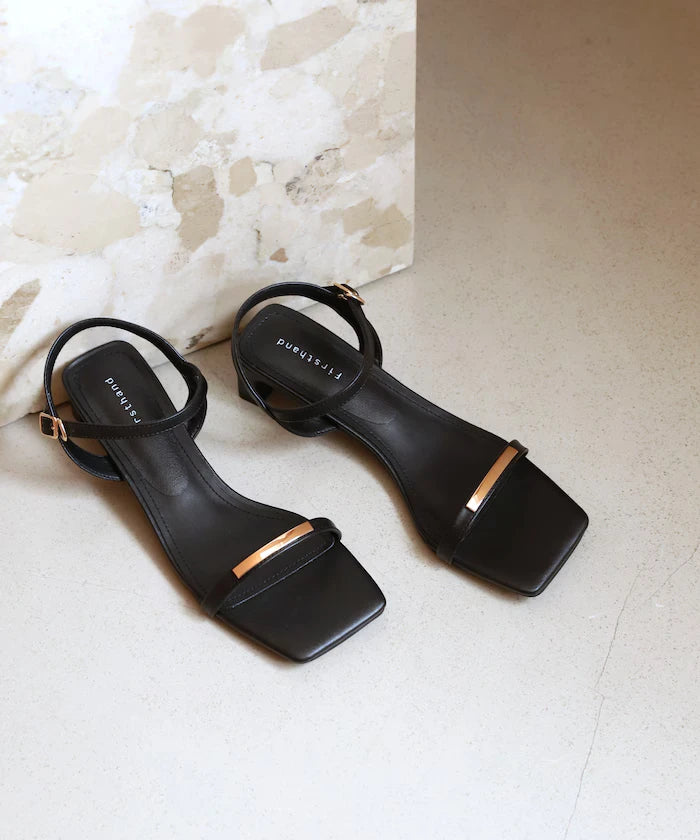 Sleek Strap Metal Plate Sandals