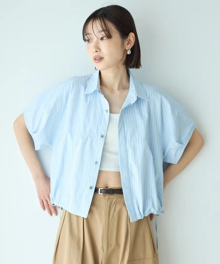 Switch Short Sleeve Hem Code Blouse