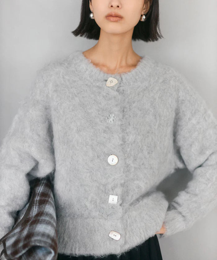 Variation Button Shaggy Knit Cardigan
