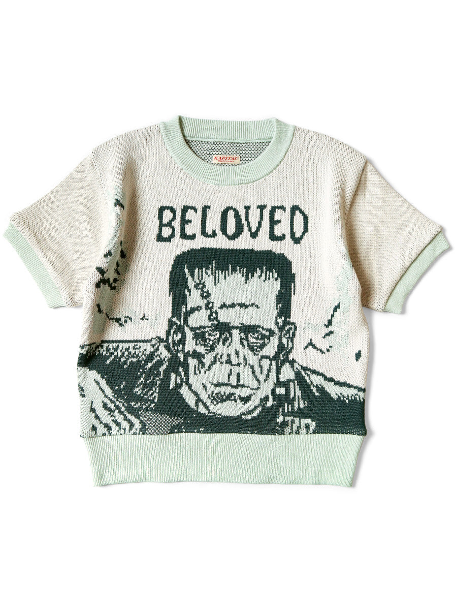 8G Jacquard Knit Short Sleeve Vintage Cropped...