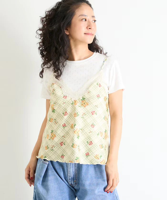 2WAY Floral Satin Camisole