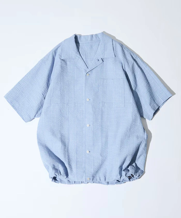 Seersucker Spindle Open Collar Short Sleeve Shirt