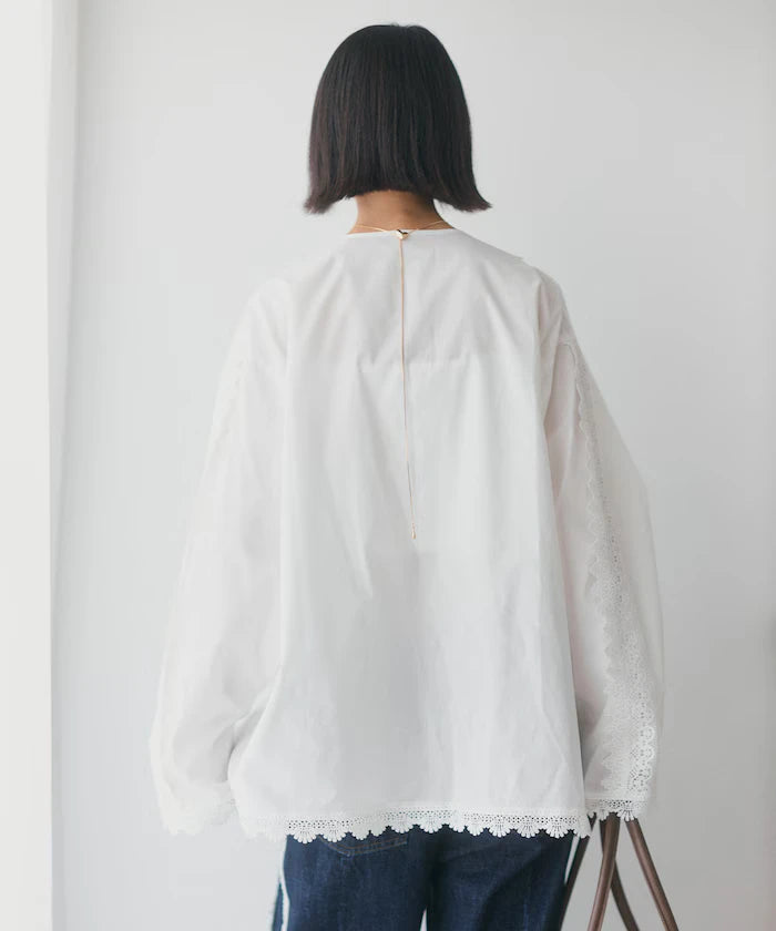 Lace Panel V-Neck Shirt