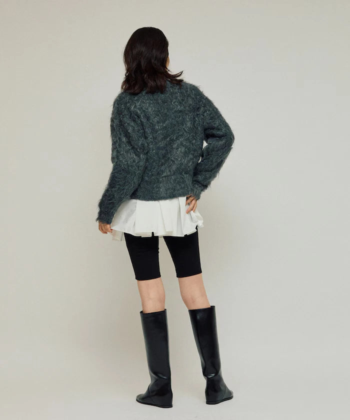 Variation Button Shaggy Knit Cardigan