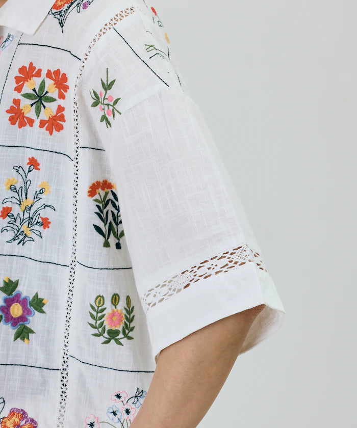 Patchwork Flower Embroidery Shirt