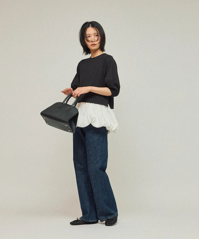 Organic Cotton Peplum Switch Top / 5-minute Sleeve T-Shirt