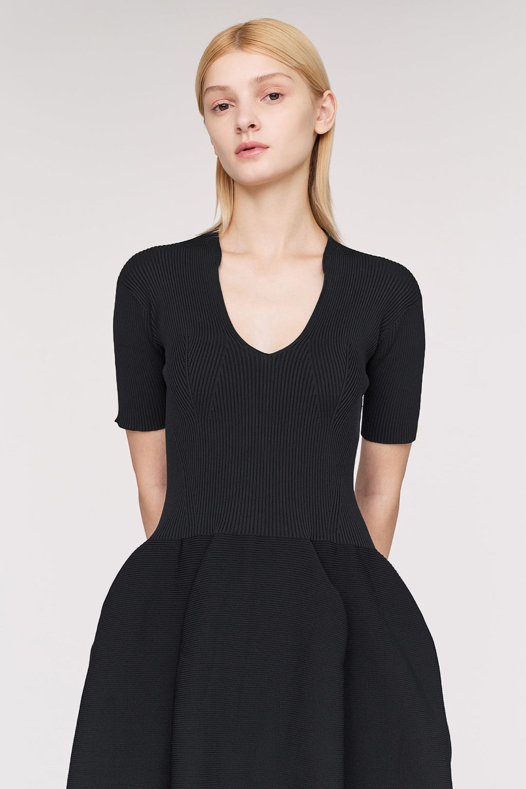 POTTERY STAND-UP COLLAR SHORT SLEEVE MINI DRESS