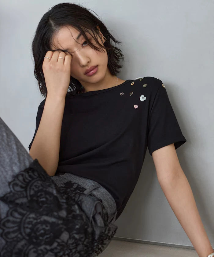 Many Button Cotton Modal Short Sleeve T-Shirt