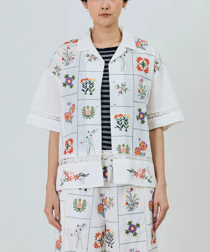 Patchwork Flower Embroidery Shirt