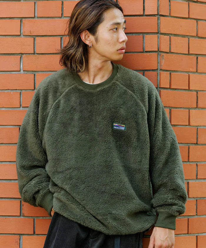 Relaxed Fit Raglan Sleeve Shaggy Fleece Pullover